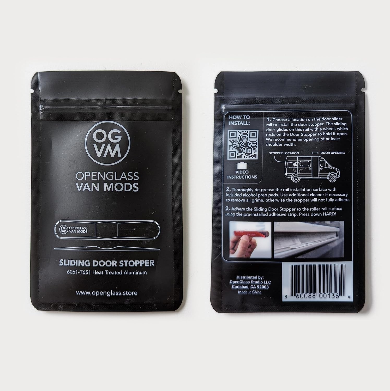 Openglass Van Mods - Sliding Door Stopper - Universal Fit for Sprinter, Promaster, Transit & Campervans - High-Grade Aluminum Van Door Stop, Van Accessories for Privacy W/Easy DIY Install, No Glue