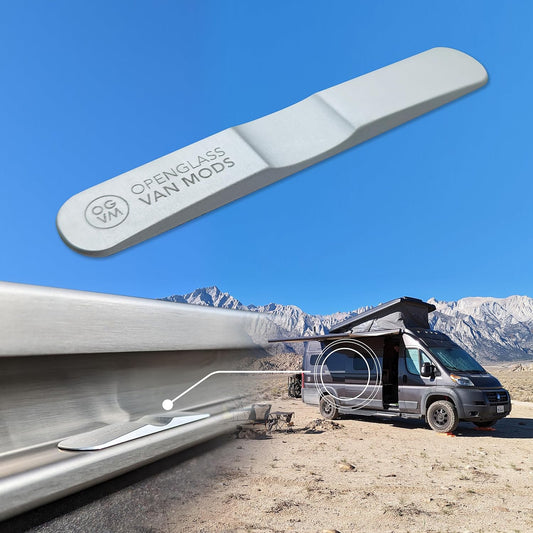 Openglass Van Mods - Sliding Door Stopper - Universal Fit for Sprinter, Promaster, Transit & Campervans - High-Grade Aluminum Van Door Stop, Van Accessories for Privacy W/Easy DIY Install, No Glue