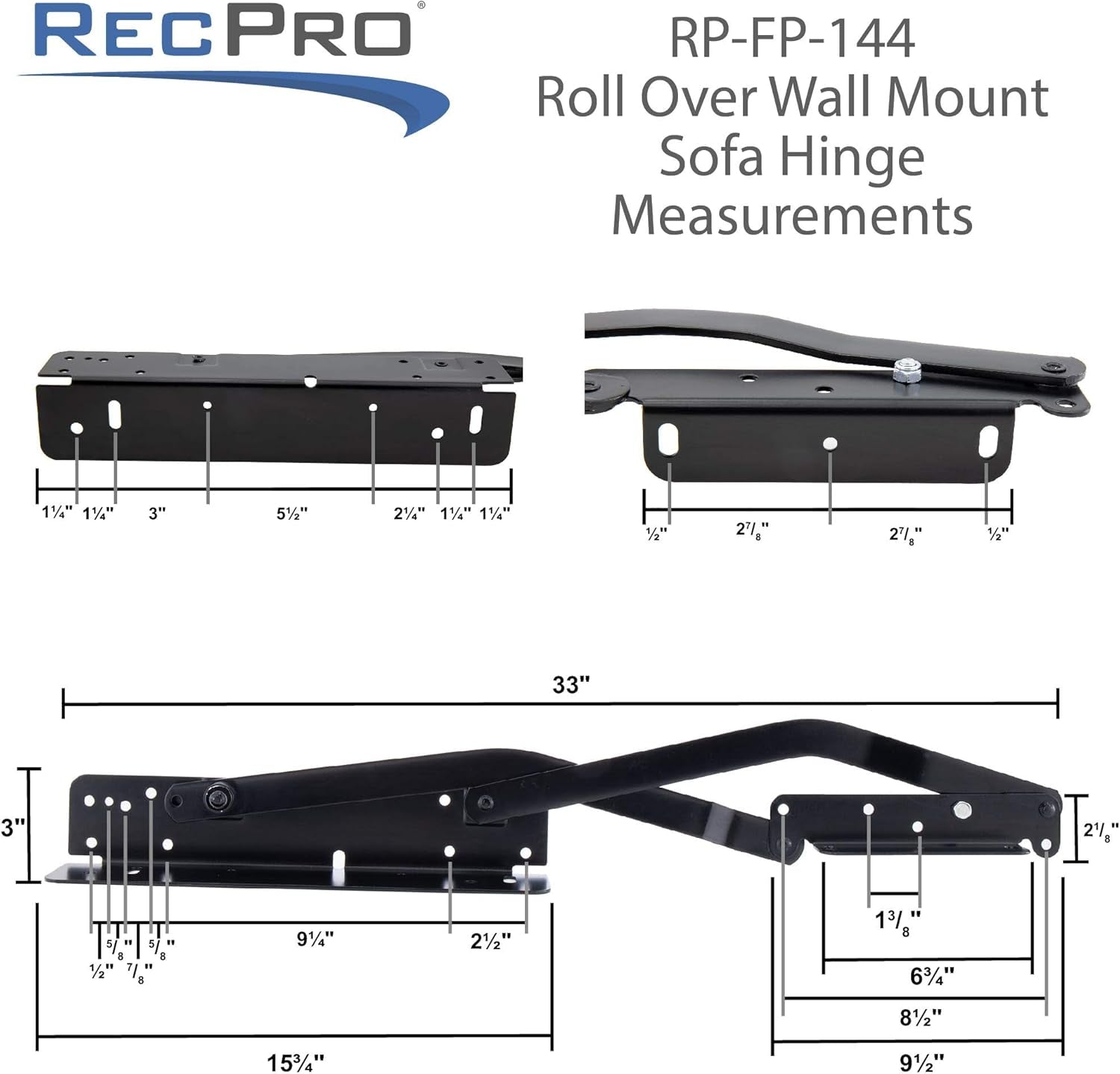 RV Rollover Sofa/Bed Hinge Mechanism | DIY Folding Bed Kit | Quickly Convert from Couch to Bed | Space Saving Design Great for Sprinter and Transit Van (Without Wall Mount Hardware)